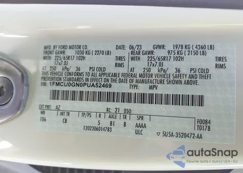 2023 Ford Escape Active from USA, damaged, VIN 1FMCU0GN0PUA52469